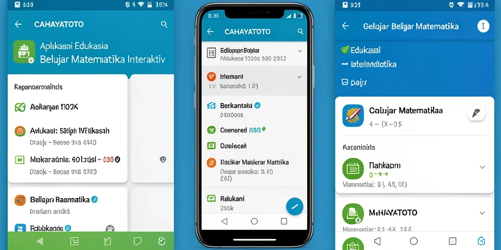 Antarmuka aplikasi CAHAYATOTO dengan fitur belajar matematika.