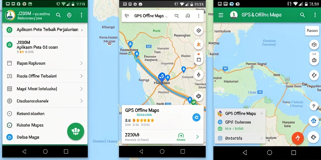 Tampilan antarmuka J200M yang sederhana dan mudah digunakan untuk GPS Offline Maps.