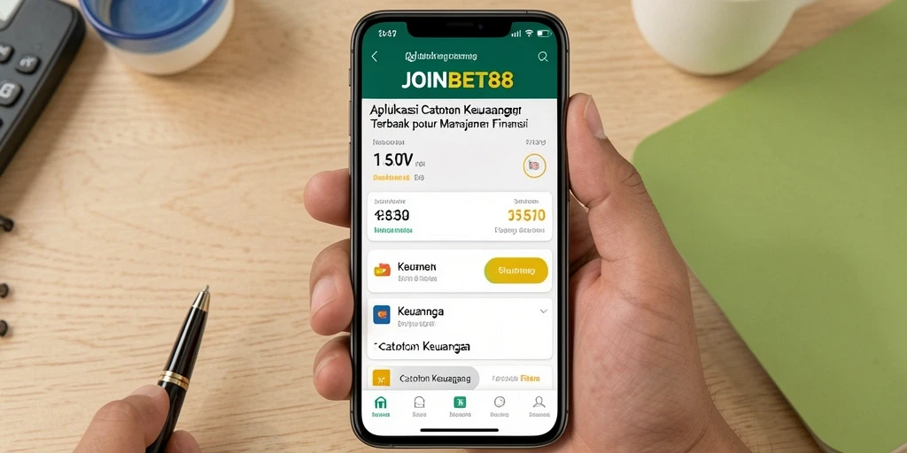 Tampilan antarmuka JOINBET88 dengan fitur Catatan Keuangan yang lengkap.