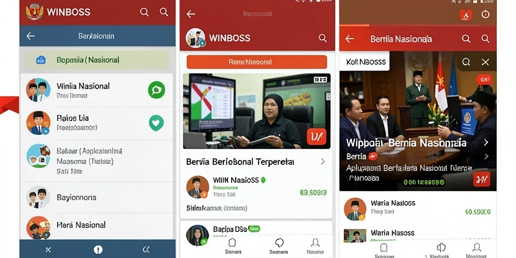 Antarmuka aplikasi WINBOSS menampilkan berita nasional terkini dengan jelas.